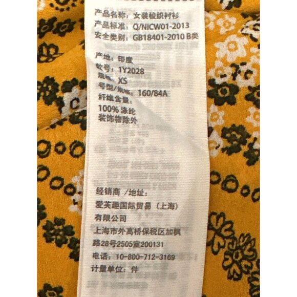 Abercrombie Fitch XS Mustard Paisley Floral Long Sleeve Ruffle Sheer Light Blous - Picture 11 of 14